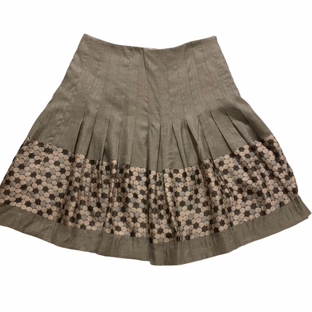 Badgley Mischka Grey Embroidered A-Line Skirt 4